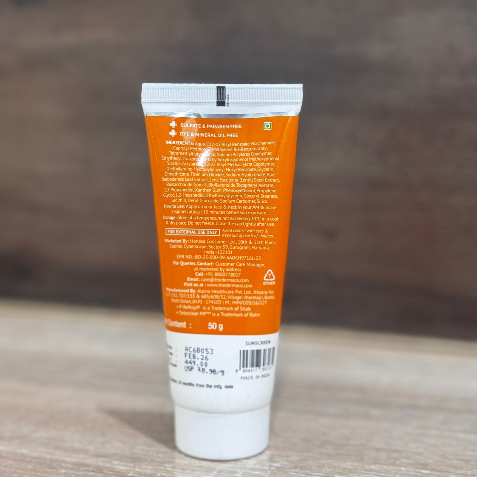 The Derma Co 1% Hyaluronic Sunscreen SPF 50 Aqua Gel, PA++++, Lightweight , 50 g