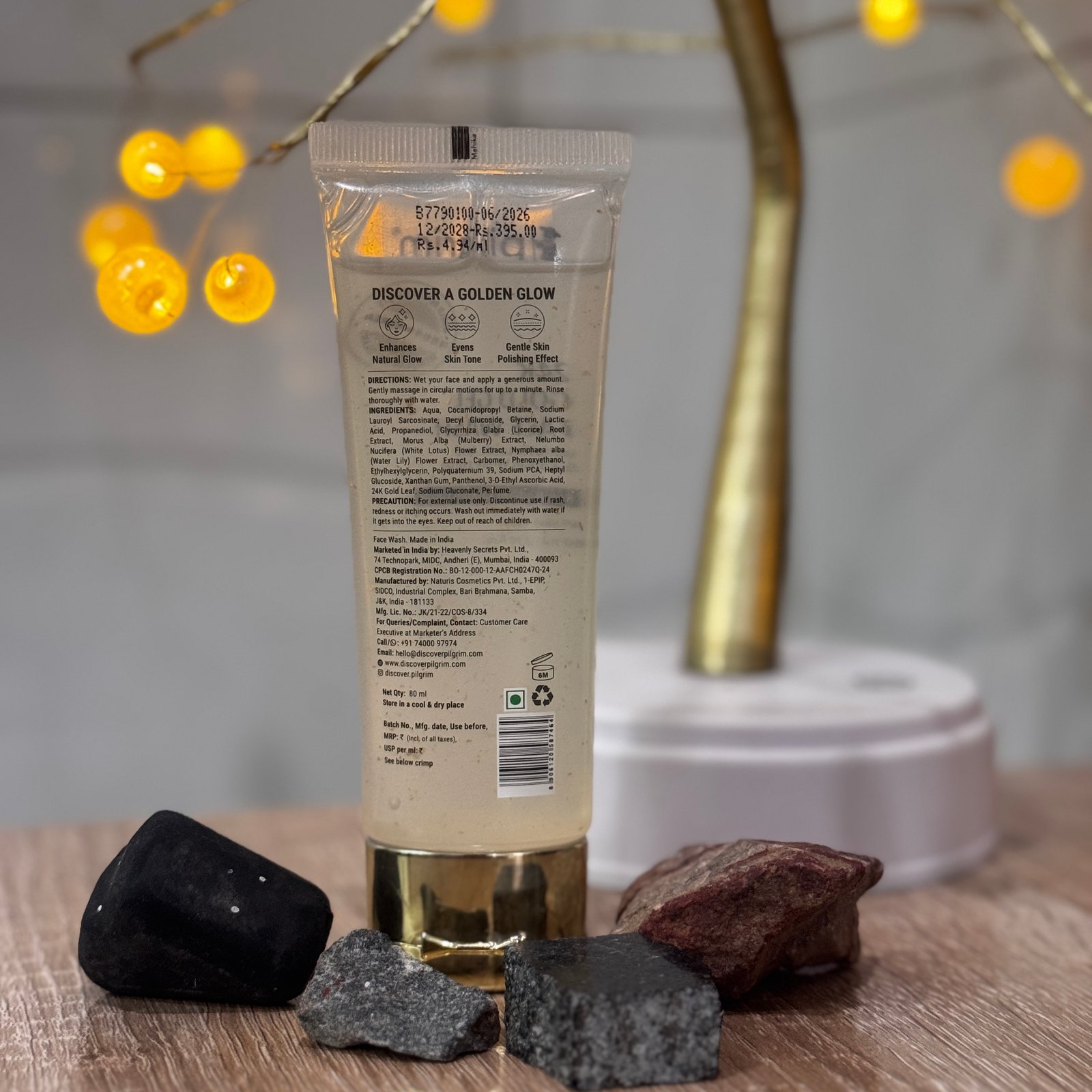 Pilgrim 24k Gold Gel Facewash with Korean White Lotus & Lactic Acid 80ml