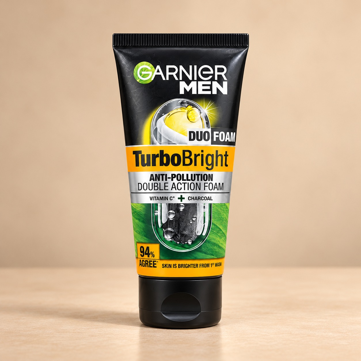 Garnier Men, Face Wash, Brightening & Anti-Pollution, TurboBright Double Action, 50 g