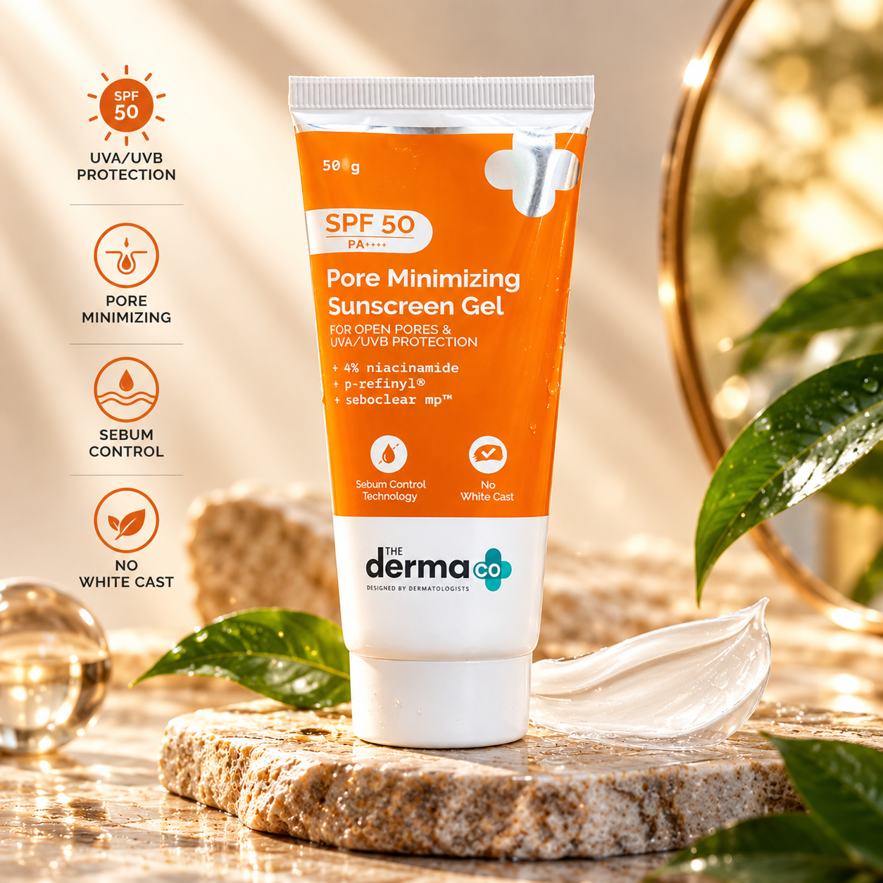 The Derma Co 1% Hyaluronic Sunscreen SPF 50 Aqua Gel, PA++++, Lightweight , 50 g