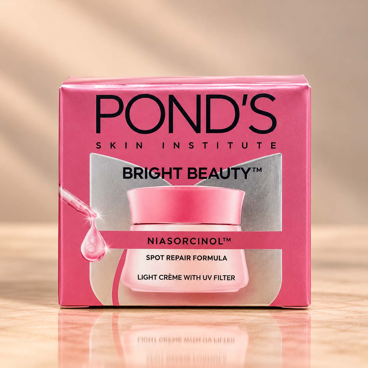 Pond's Bright Beauty Light Cream with UV Filter | Niasorcinol | 100x Better than Vitamin C | Niacinamide | Fades Dark Spots, Brightens Skin, 23gg