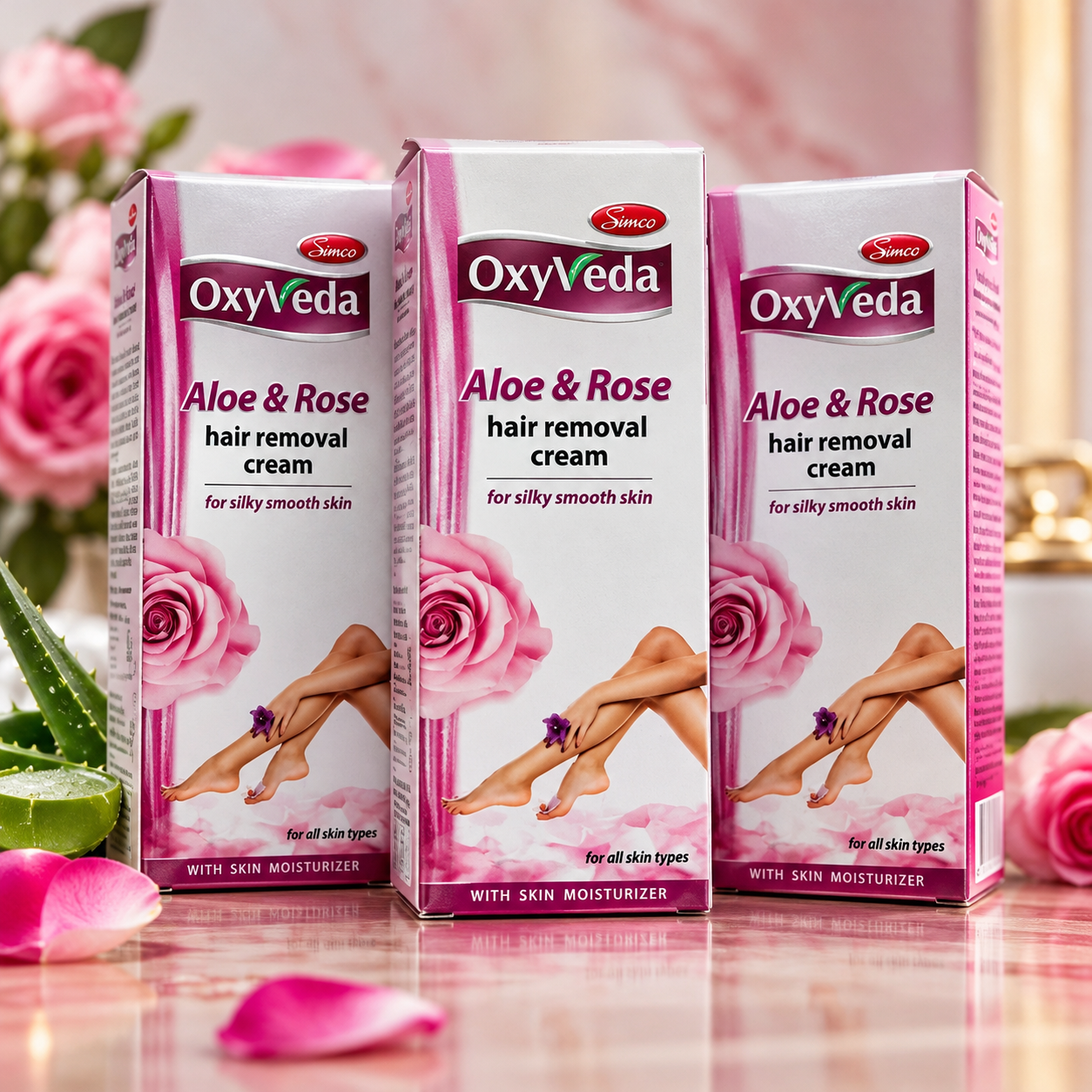 Simco Oxyveda Hair Removal Cream with Aloe & Rose – 25 g, Pack of 3 combo