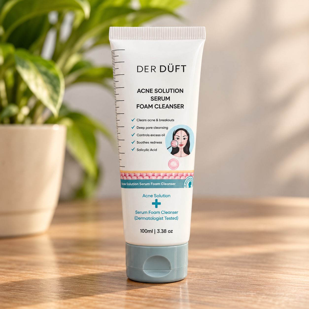 DER DRAFT Acne Solution Serum Foam Cleanser – 100 ml