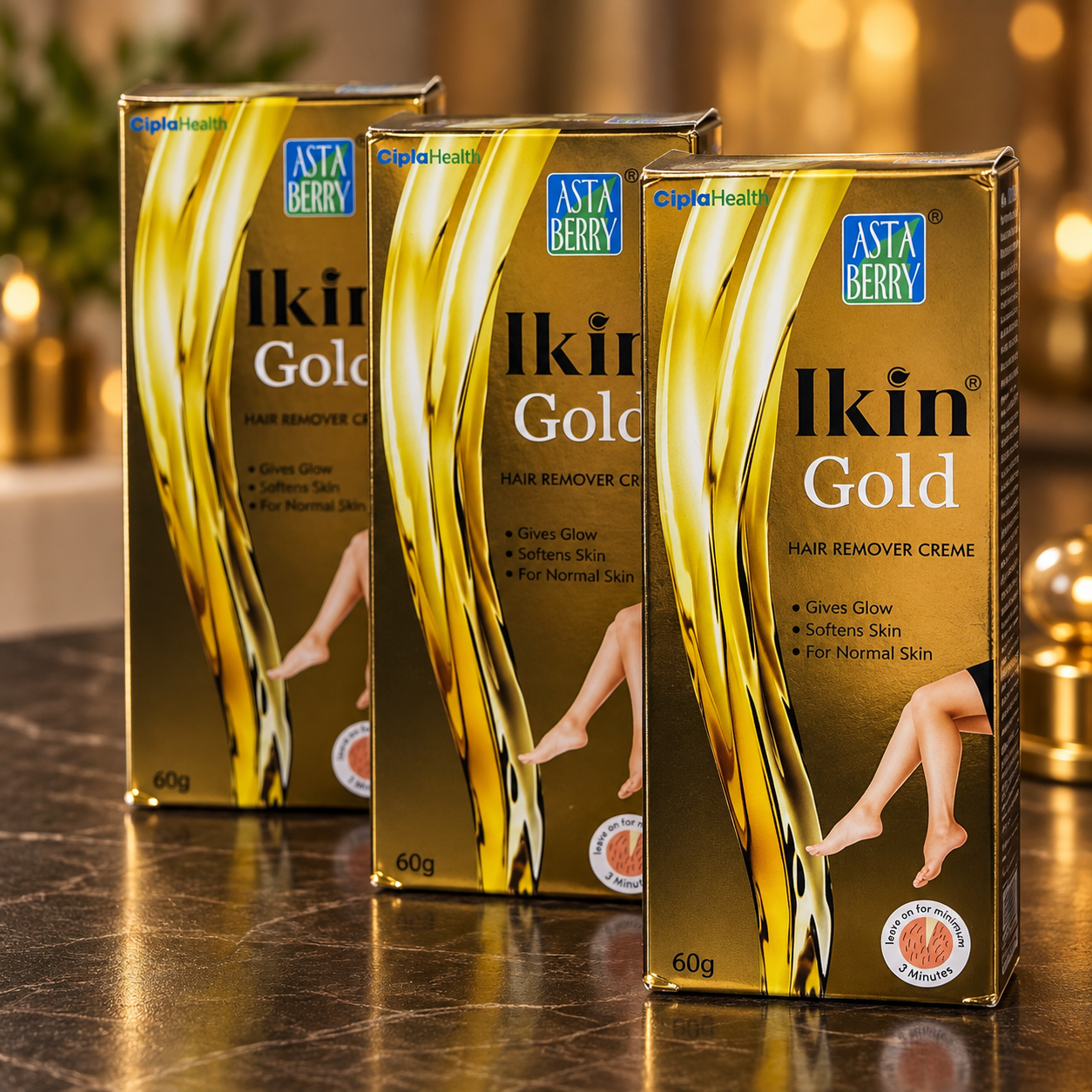 Ikin Gold Hair Remover Cream for Normal Skin – Pack of 3 (60 g Each) combo