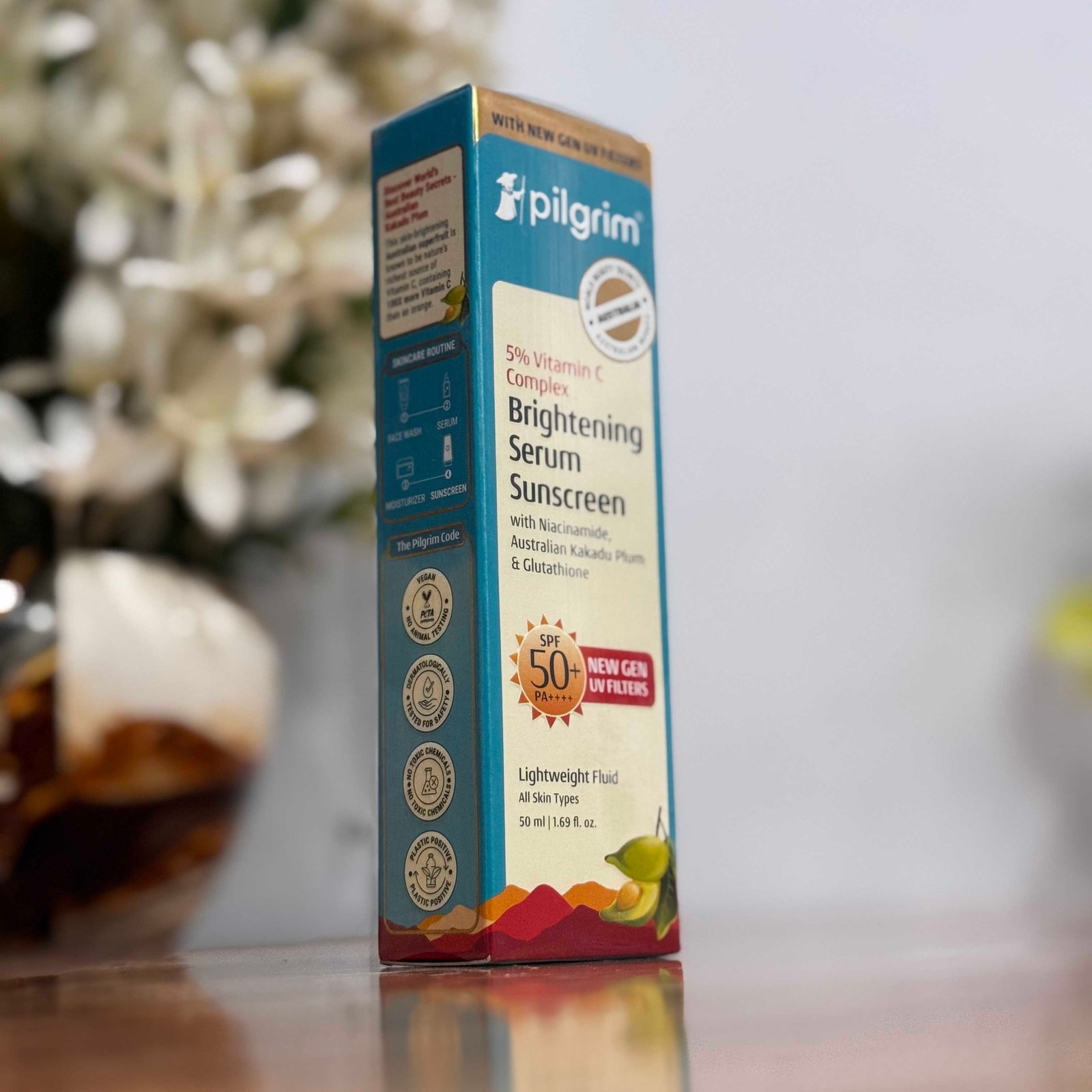 Pilgrim 5% Vitamin C Complex Brightening Serum Sunscreen SPF 50+ PA++++ – 50 ml