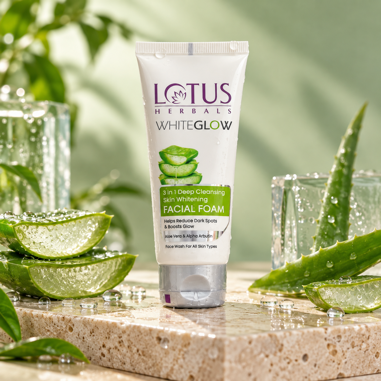 Lotus Herbals 3 in 1 Deep Cleansing Facial Foam | Face Wash for Women & Men | Blocks Melanin Production | Acne & Oil-Control | Fades Dark Spots | For All Skin Types | 50g