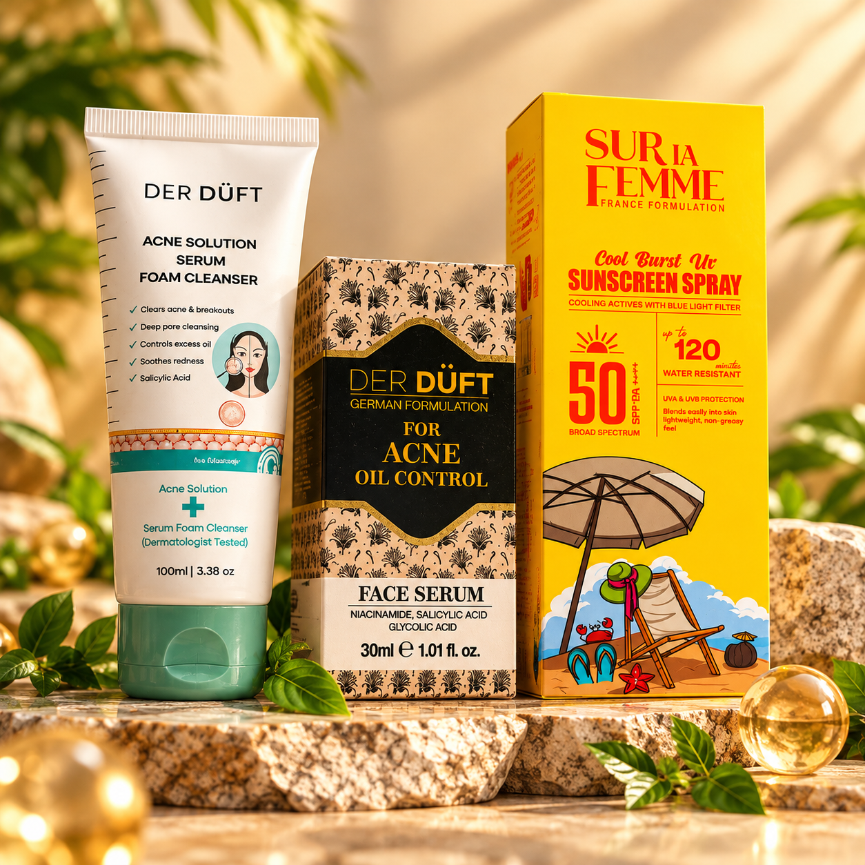 Acne Care Combo for Men & Women | Cleanser, Serum & Sunscreen