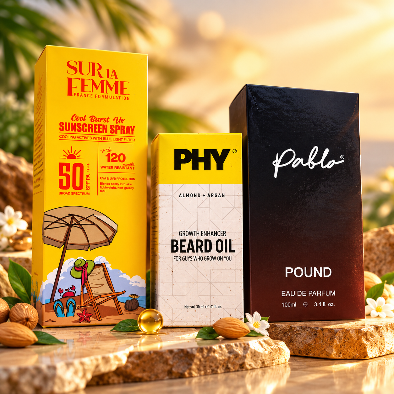 Men Care Combo with Beard Oil, Perfume & Sunscreen