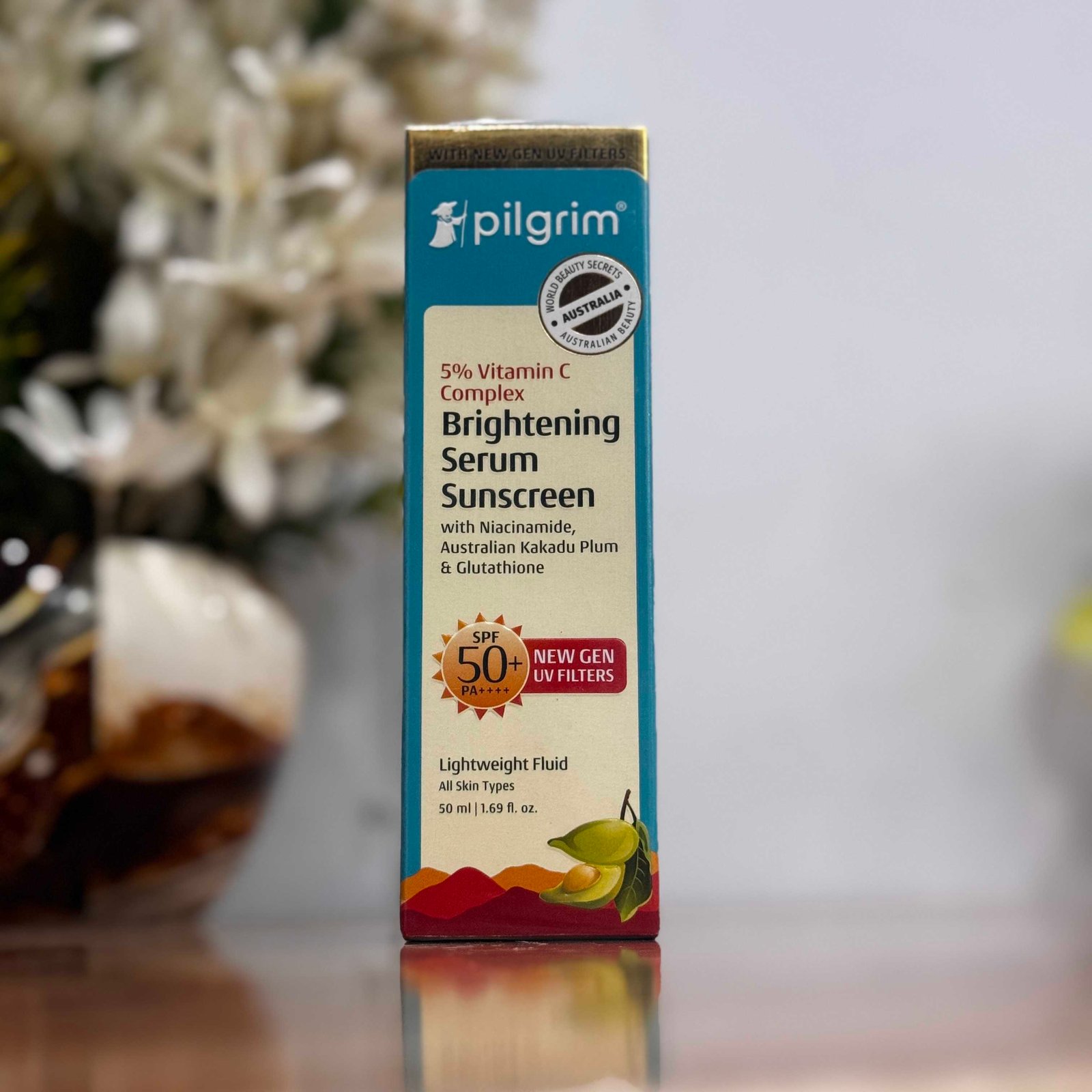 Pilgrim 5% Vitamin C Complex Brightening Serum Sunscreen SPF 50+ PA++++ – 50 ml